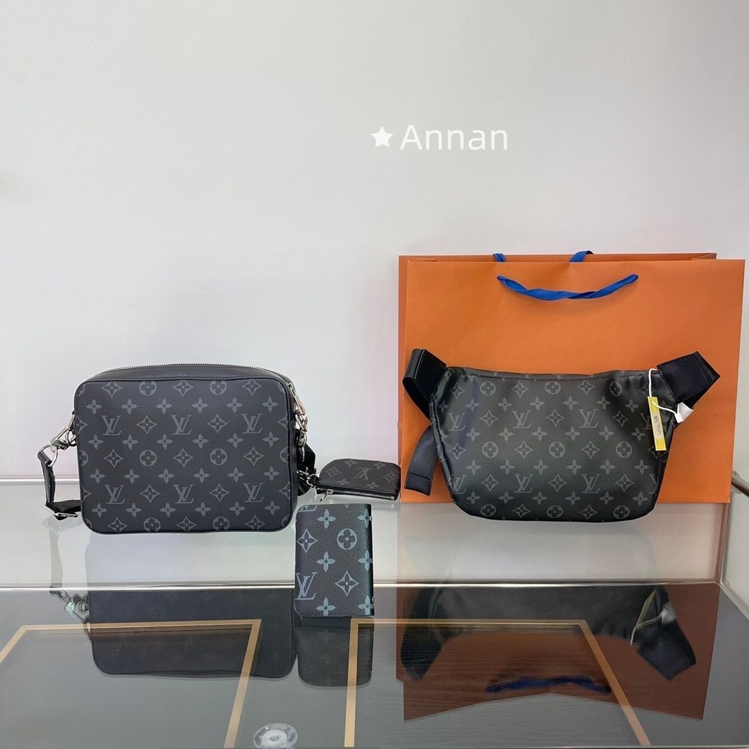 お洒落 即 ♥に近い LOUIS VUITTON ルイヴィトン メンズ ウエストポーチ ショルダーバッグ 財布 3点セットバッグ