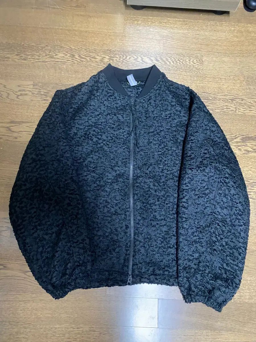 UNAFFECTED シャギーブークレ 텍스쳐 ジップアップ ジャケット L ブラック