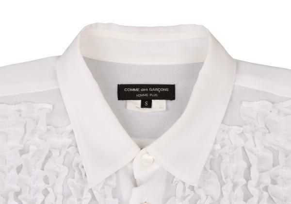 10ss COMME des GARCONS コムコム 袖フリルシースルーシャツ コムデギャルソン オムプリュスCOMME des GARCONS HOMME PLUS フリル