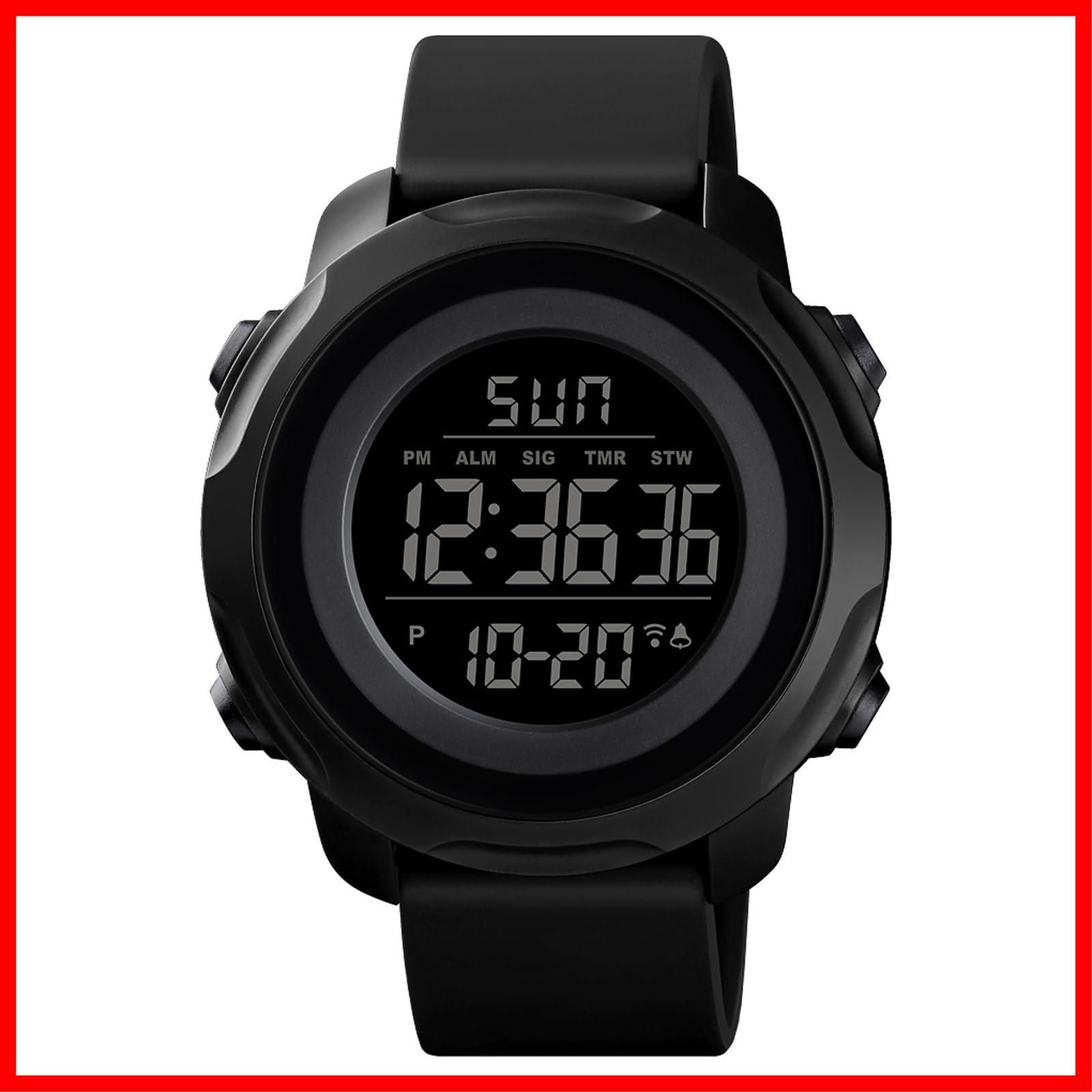 【新着商品】ストップウォッチ アラーム 多機能付き アウトドア うで時計 led watch スポーツ スポーツウォッチ メンズ 文字大きい 見やすい時計 防水 日本語説明書付き Timever（タイムエバー