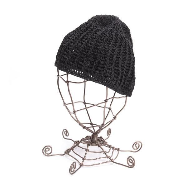 シャネルCHANEL デザイン編みニットキャップ 黒 - メルカリ