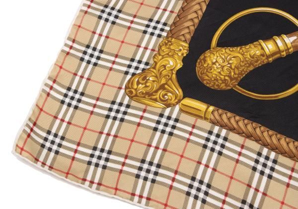 バーバリーズBurberrys' ステッキプリントシルク大判スカーフ ベージュ