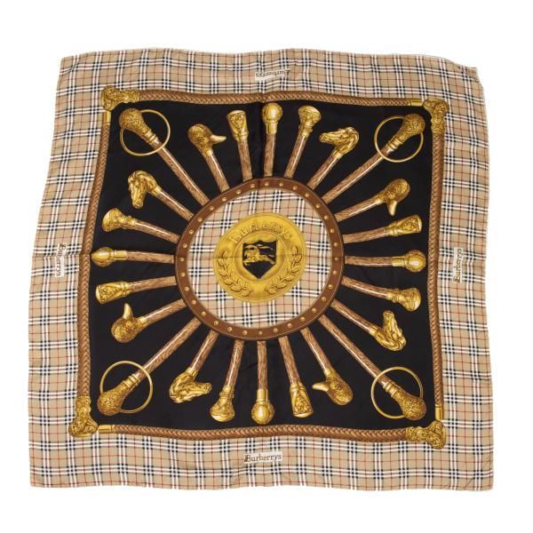 バーバリーズBurberrys' ステッキプリントシルク大判スカーフ ベージュ