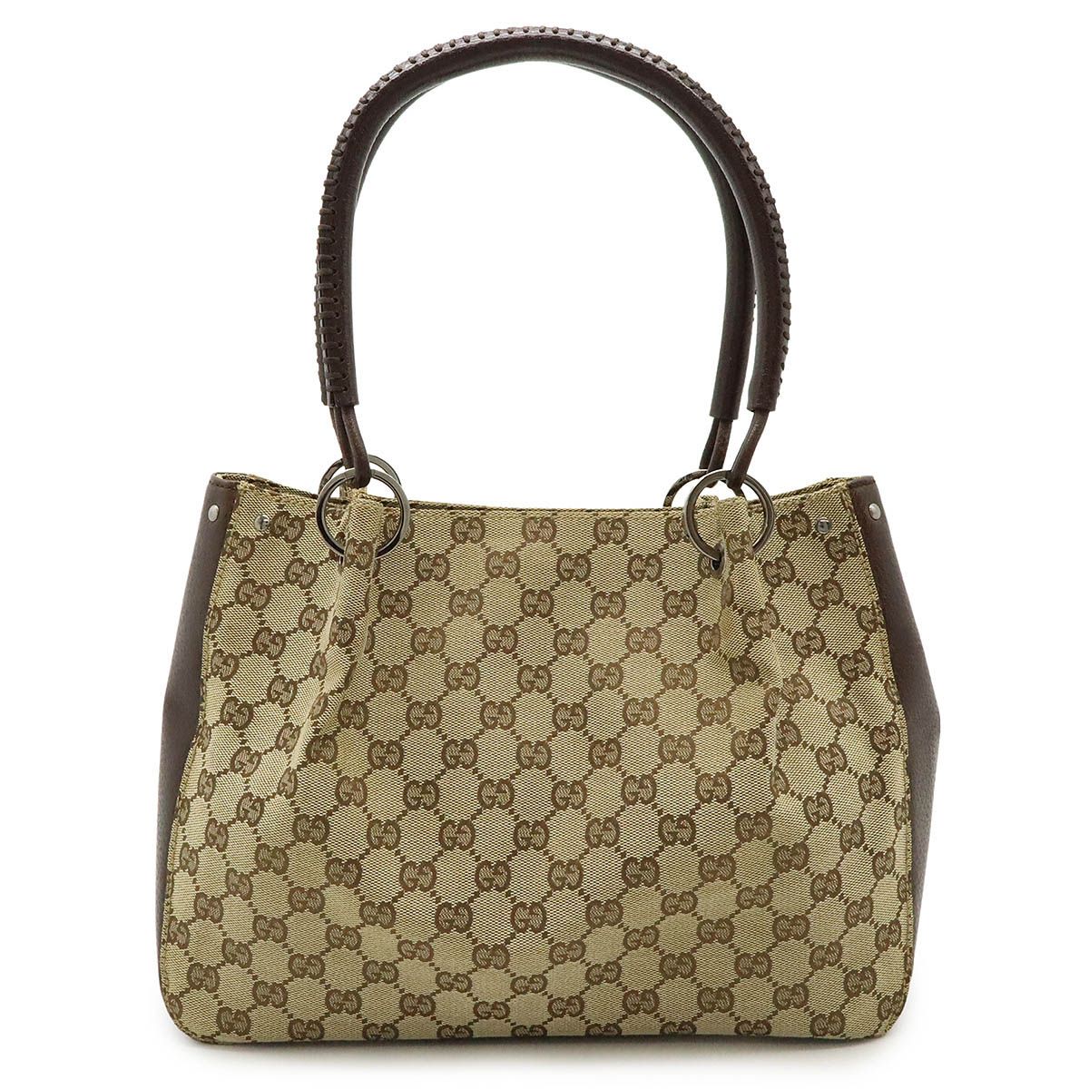 GUCCI グッチ GGキャンバス トートバッグ ハンドバッグ カーキベージュ