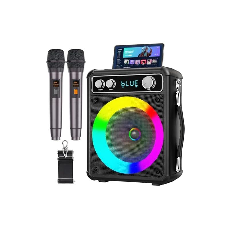 VOSOCO カラオケセット ワイヤレスマイク2本 スピーカーセット 家庭用