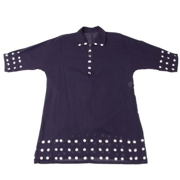 イッセイミヤケISSEY MIYAKE コットンドット染めプリントチュニック 紫