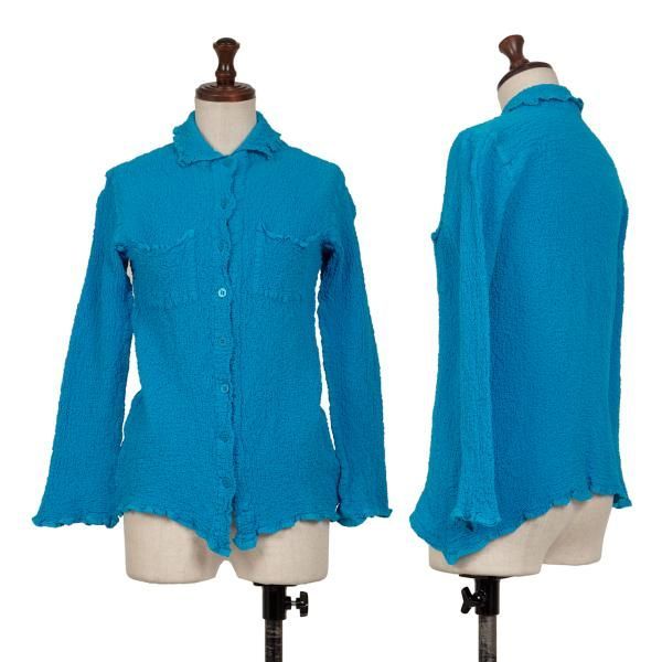 イッセイミヤケ ミーISSEY MIYAKE me カリフラワーシャツ ターコイズ