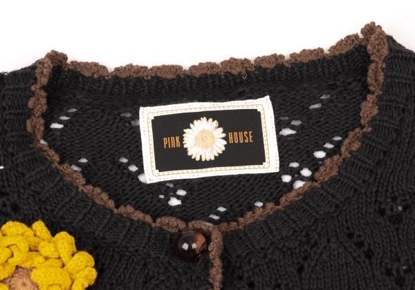 ピンクハウスPINK HOUSE フラワーコサージュ装飾針抜きニット