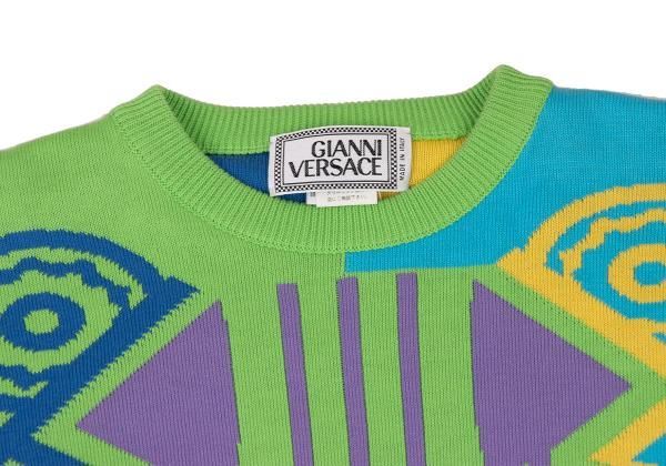 ジャンニヴェルサーチGIANNI VERSACE ジャガードニットセーター マルチ
