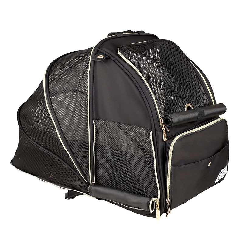 犬 リュック ペットきゃりーバック 拡張 猫 リュックwinsun ペット メッシュ窓 通気性 ペットキャリー きゃりーバッグ 折り畳み お出かけ ドライブ旅行 通院 交通機関 避難用 犬用猫用ブラック