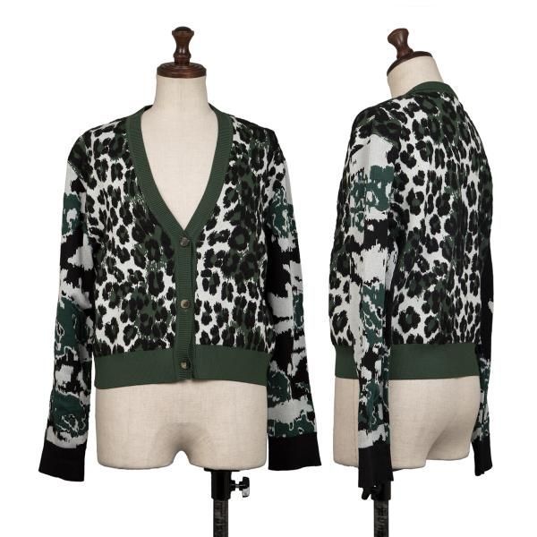 ケンゾーKENZO レーヨンコットンレオパードジャガードニット