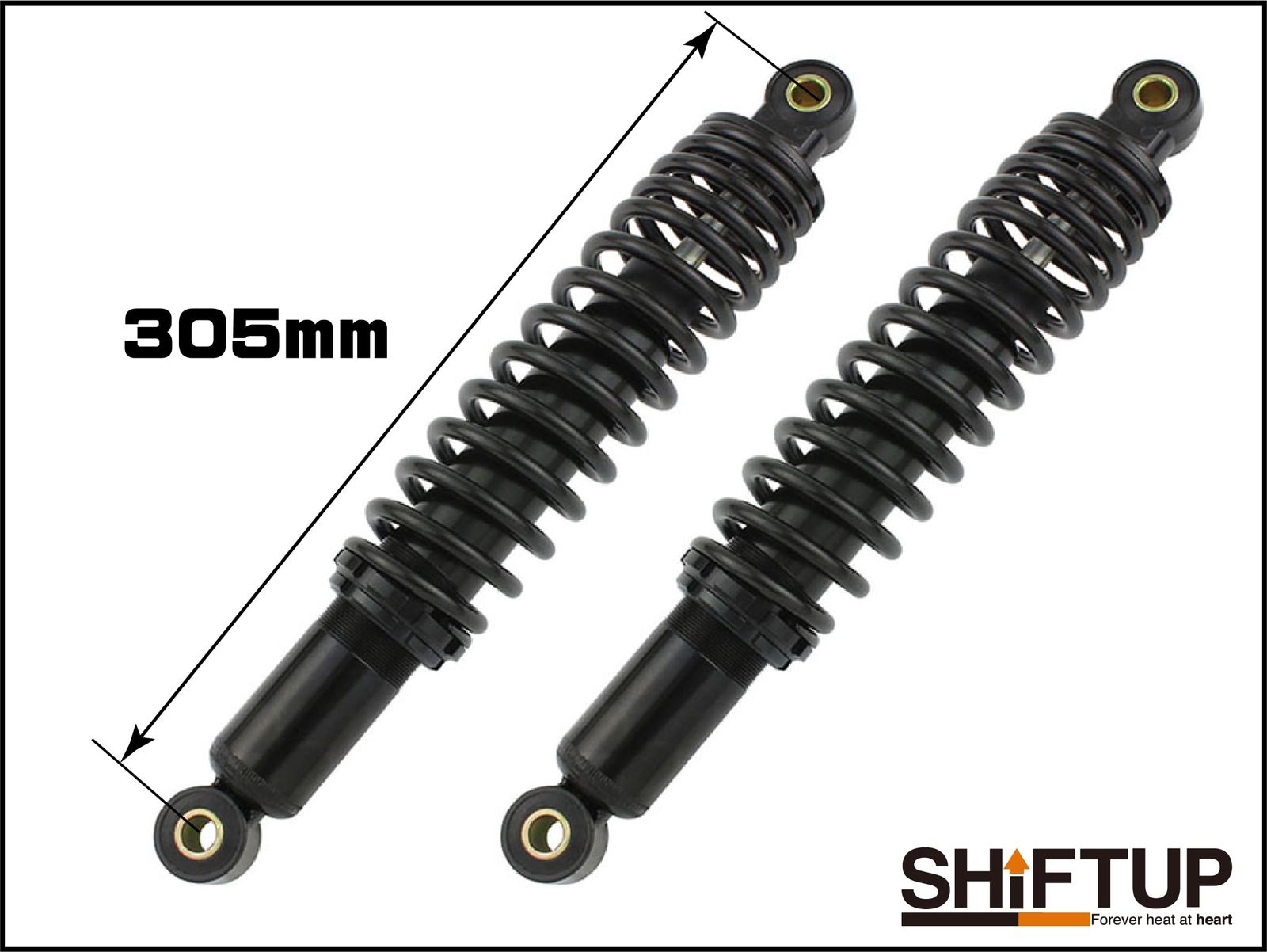 SHFIT UP モンキーリアショック Type-2 305 mm ブラックボディ|ブラックスプリング 2本入り 225305-66-10