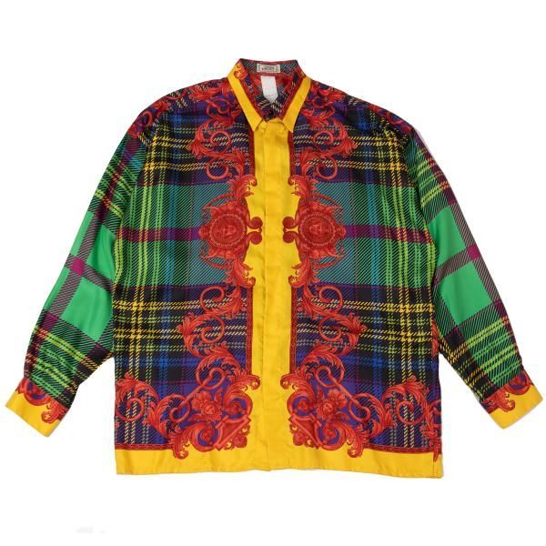 ジャンニヴェルサーチGIANNI VERSACE シルクマルチカラー総柄シャツ