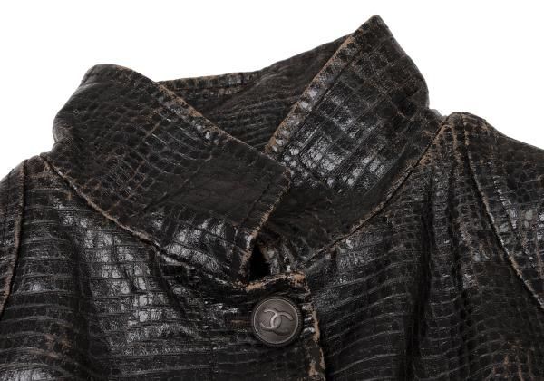 シャネルCHANEL ヴィンテージ加工フェイクレザーココマークボタン