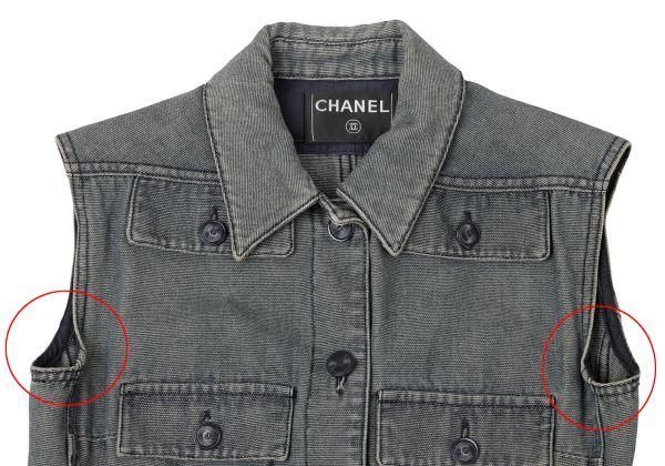 シャネルCHANEL フラップポケットデザインデニムベスト 青M位 - メルカリ