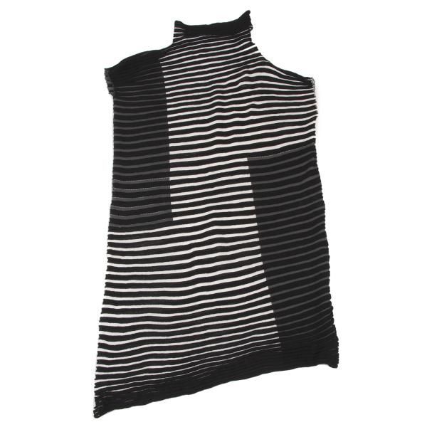 プリーツプリーズPLEATS PLEASE ボーダープリーツニットノースリーブ