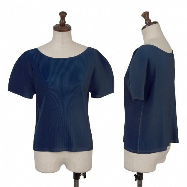 プリーツプリーズPLEATS PLEASE ミストプリーツTシャツ 青3 - メルカリ