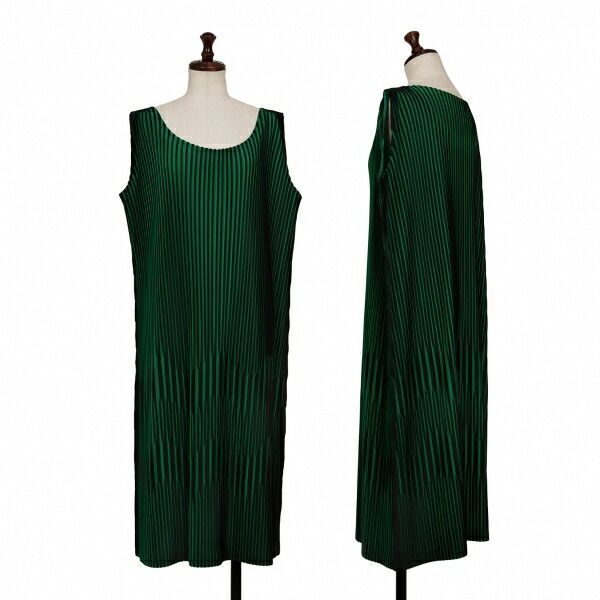 イッセイミヤケISSEY MIYAKE バイカラープリーツノースリーブ