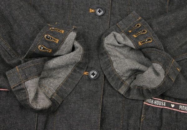 ピンクハウスPINK HOUSE ロゴ刺繍テーピングデニムジャケット 黒M