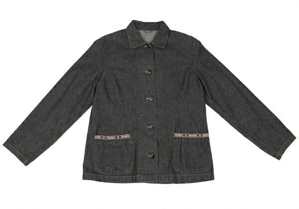 ピンクハウスPINK HOUSE ロゴ刺繍テーピングデニムジャケット 黒M