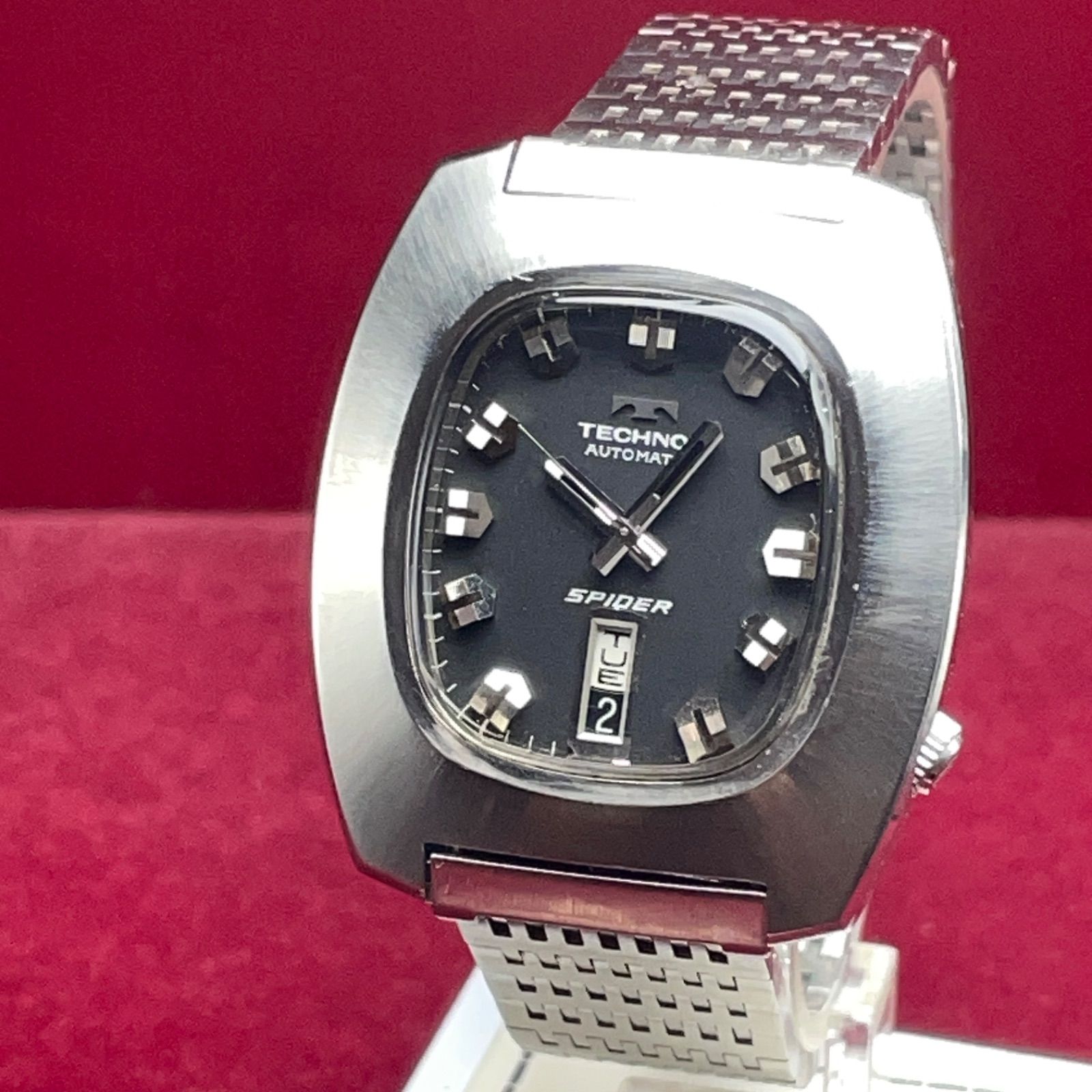 ☆希少 純正SSベルト TECHNOS SPIDER 自動巻 スイス製 純正竜頭