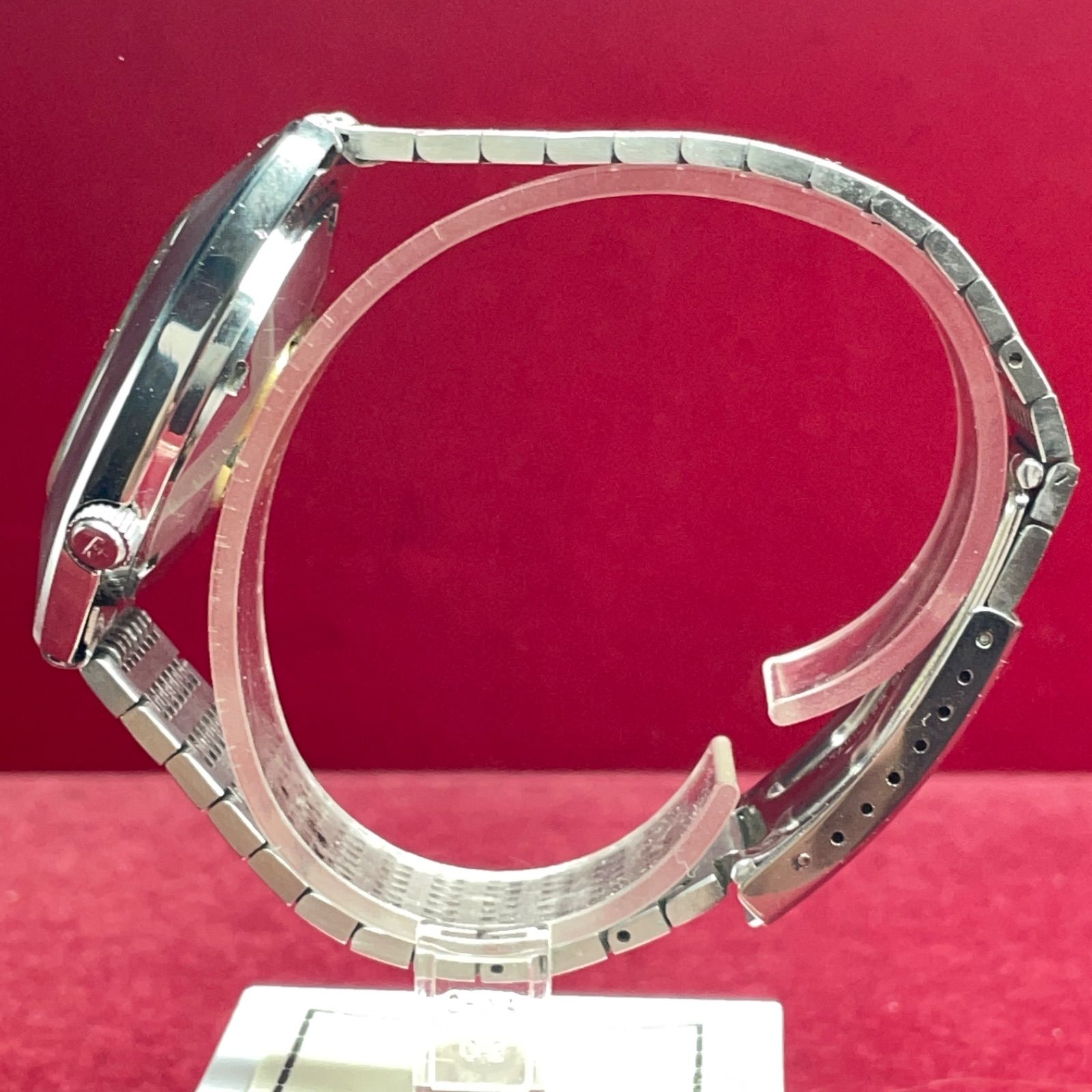  純正SSベルト TECHNOS SPIDER 自動巻 スイス製 純正竜頭ヴィンテージ アンティーク 稼働品 AUTOMATIC テクノス トップス 自動巻き時計 腕時計(アナログ)