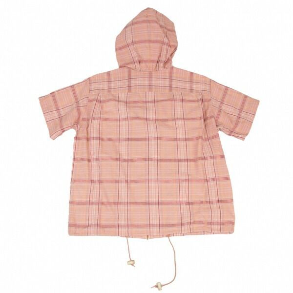 ピンクハウスPINK HOUSE チェックジップアップフード半袖シャツ ピンク