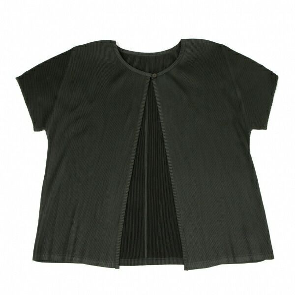 プリーツプリーズPLEATS PLEASE プリーツ1B半袖カーディガン カーキ3