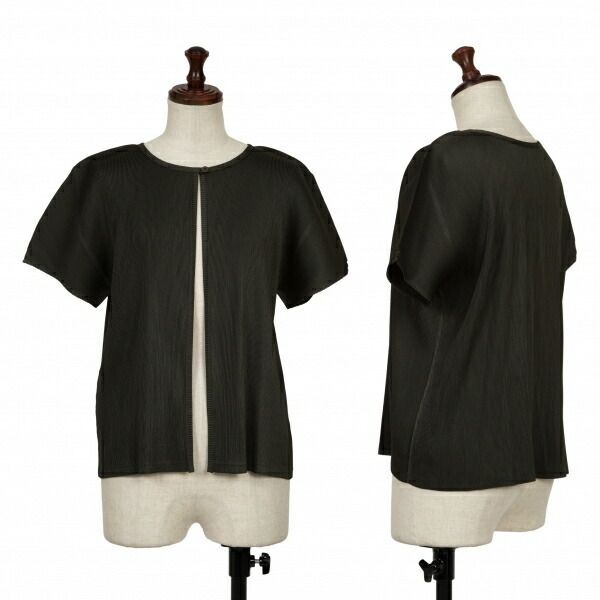 プリーツプリーズPLEATS PLEASE プリーツ1B半袖カーディガン カーキ3