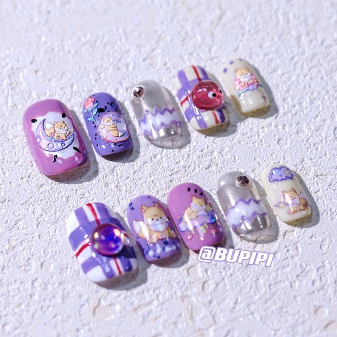 人気 3D ネイルシール きつね 狐 スター 星 キャラクター 可愛い