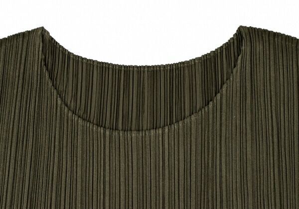 プリーツプリーズPLEATS PLEASE 切替プリーツノースリーブ カーキ3
