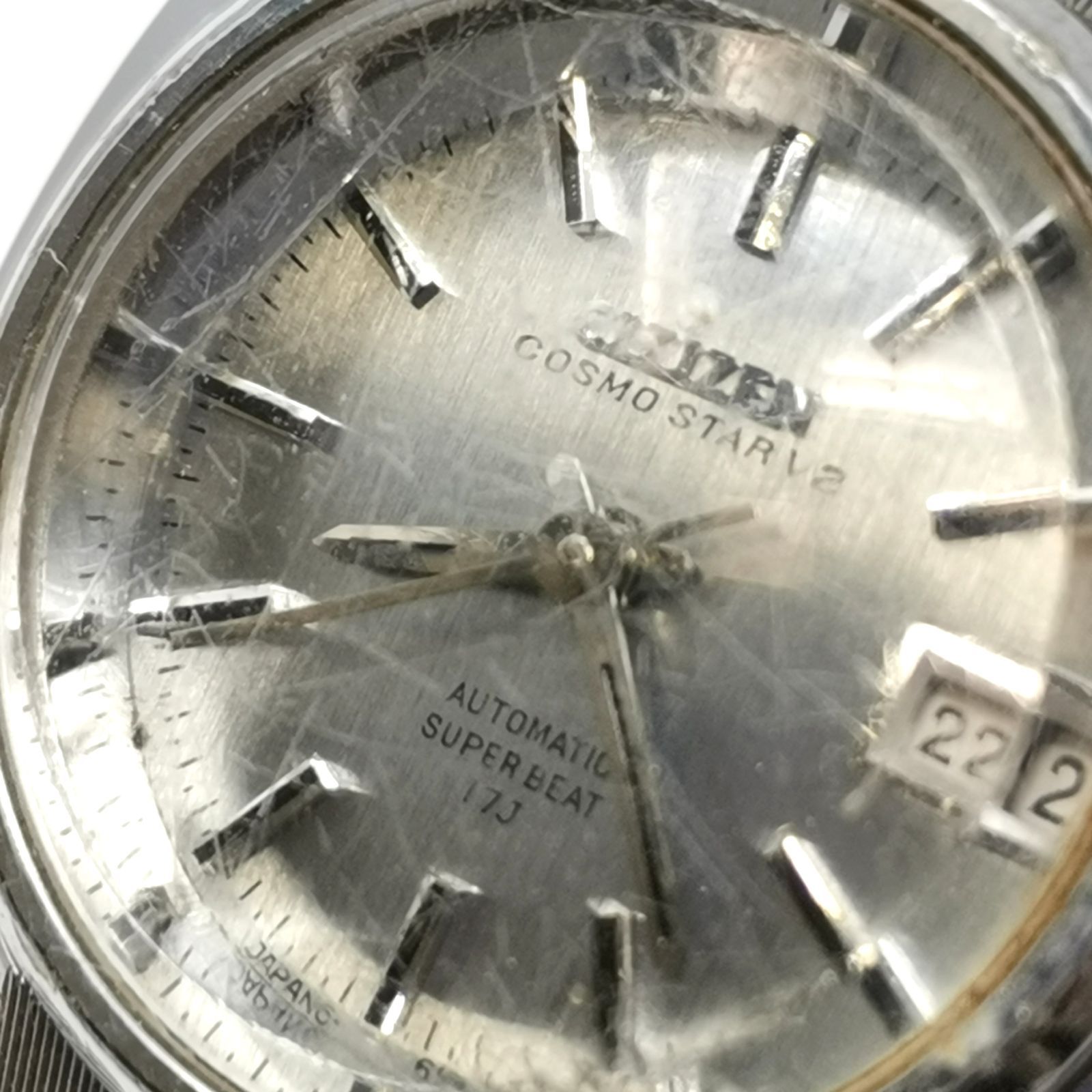 CITIZEN シチズン コスモスター 4-690133-K AT 自動巻 シルバー文字盤 デイト レディース腕時計 稼働品 風防 管理番号