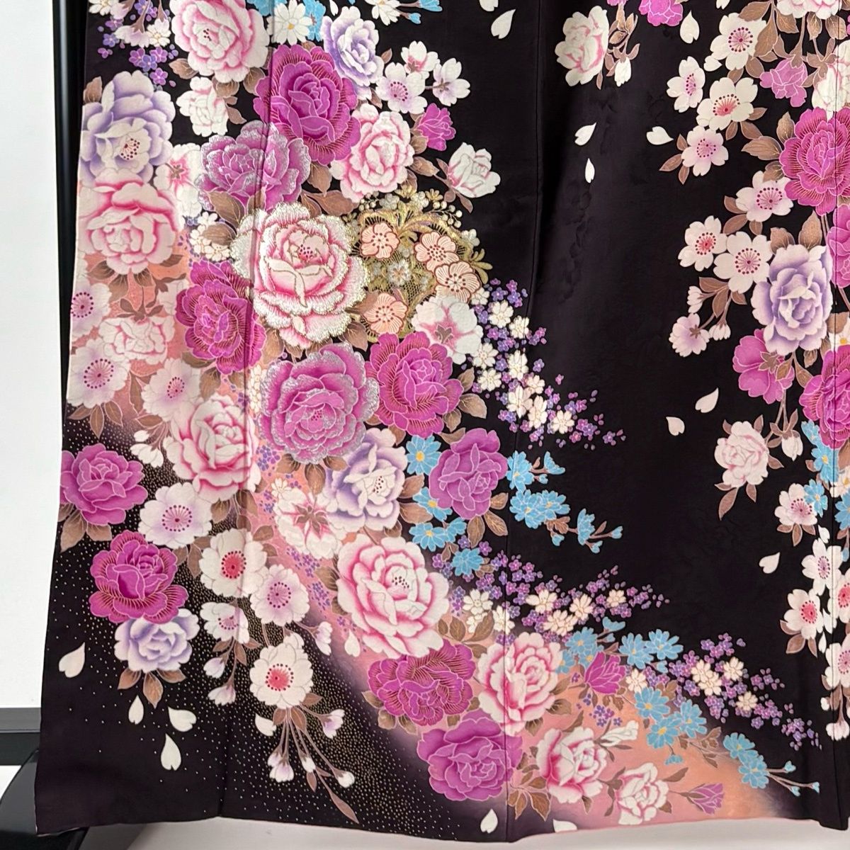 振袖 身丈167cm 裄丈66cm M 袷 袋帯フルセット 薔薇 桜 金銀彩 ぼかし