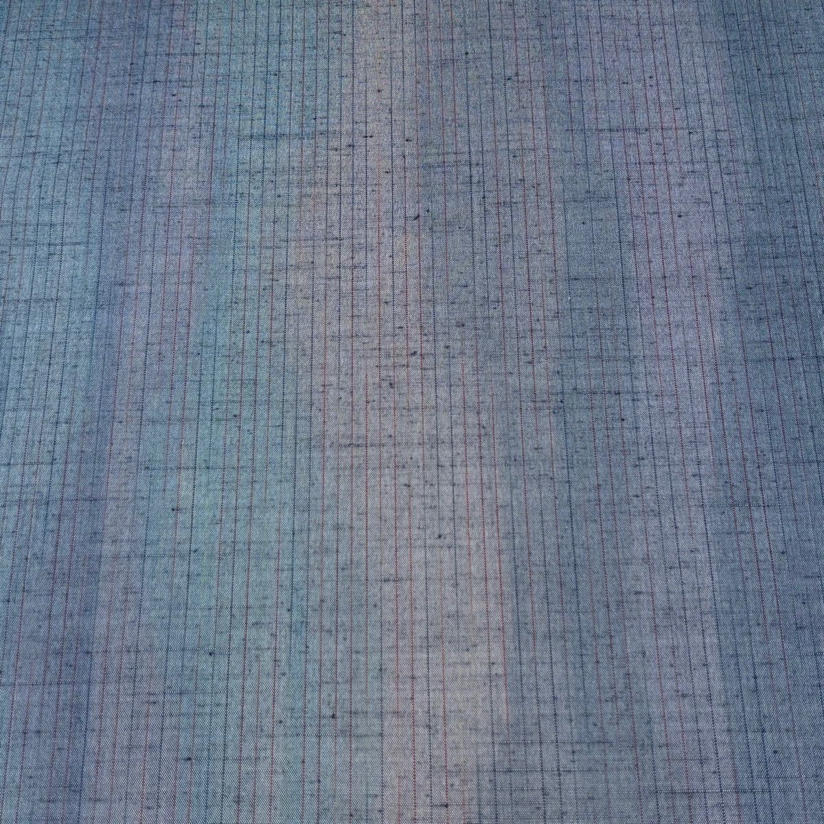 反物 紬 三代目市三郎 縞 ぼかし柄 青灰色 正絹