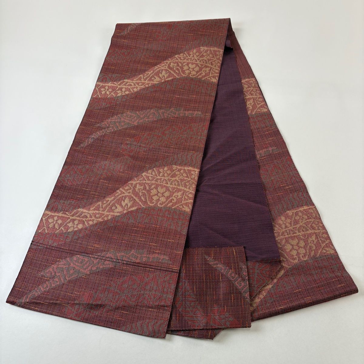 名古屋帯 優品 八寸名古屋帯 松葉仕立て トンネル仕立て 花 幾何学模様