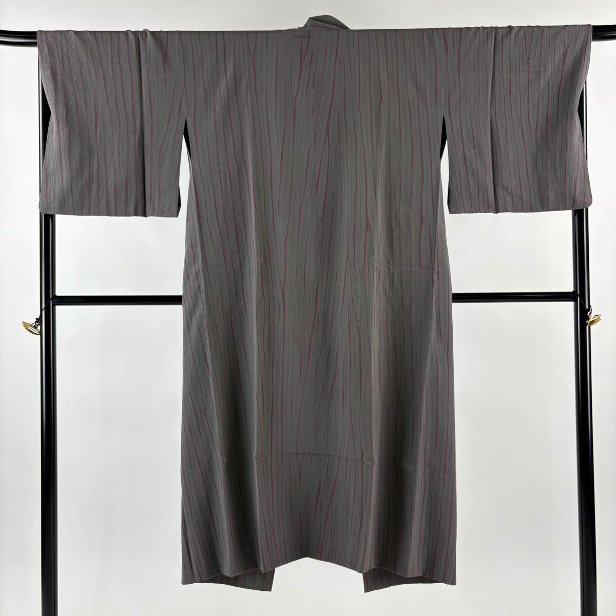 道中着 身丈132 5 cm 裄丈69 L 和装コート 着物衿 幾何学 絞り 灰色 正絹