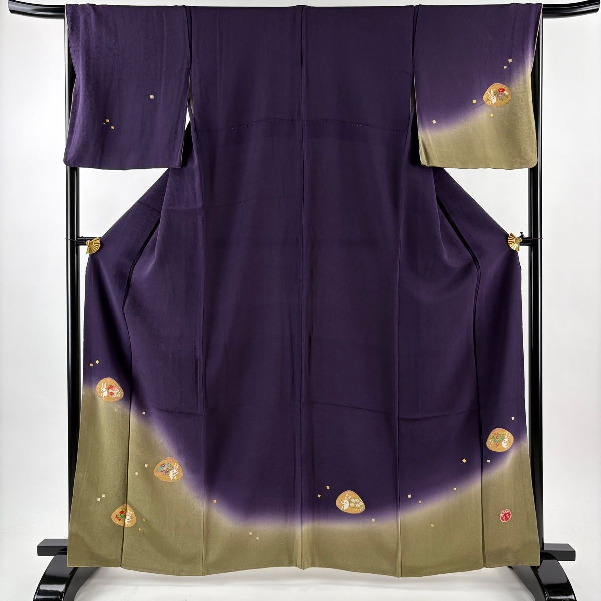 付下げ 身丈164cm 裄丈67.5cm L 袷 ホリヒロシ 落款 貝合わせ うさぎ