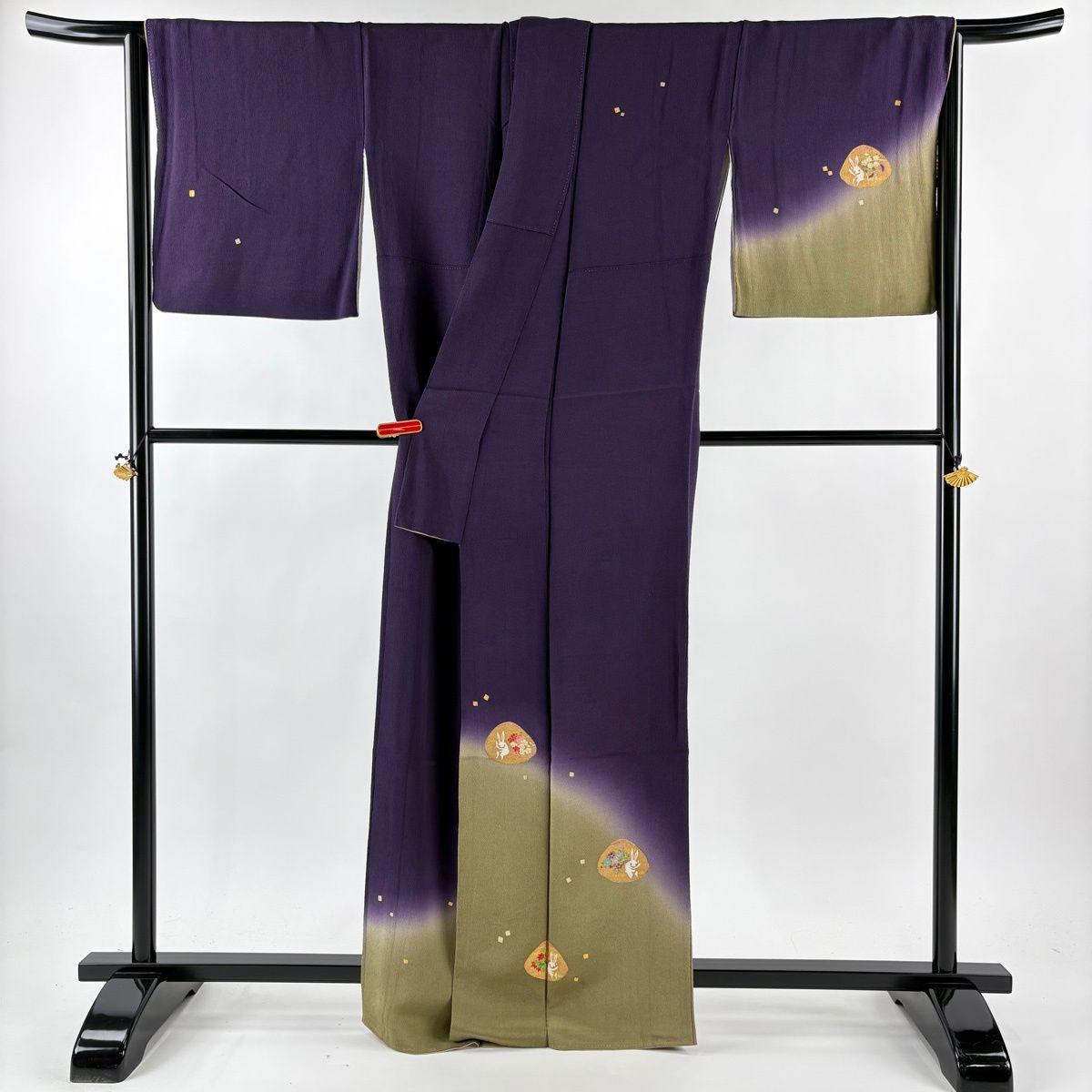 付下げ 身丈164cm 裄丈67.5cm L 袷 ホリヒロシ 落款 貝合わせ うさぎ