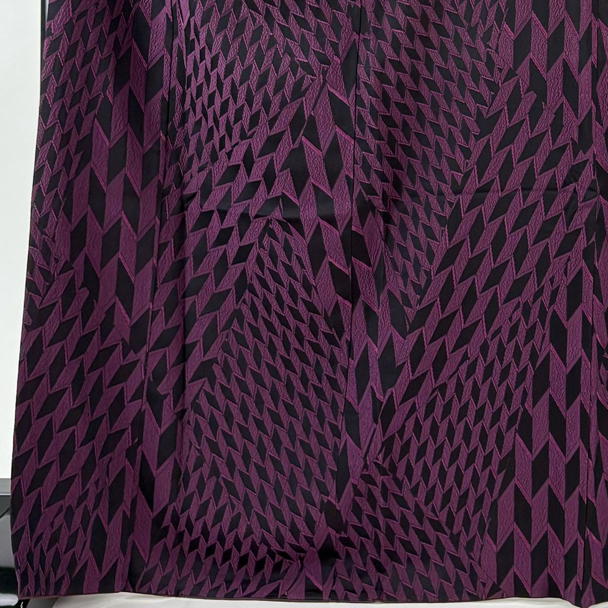 小紋 身丈168 cm 裄丈67 M 袷 斉藤上太郎 落款 幾何学 紫 正絹