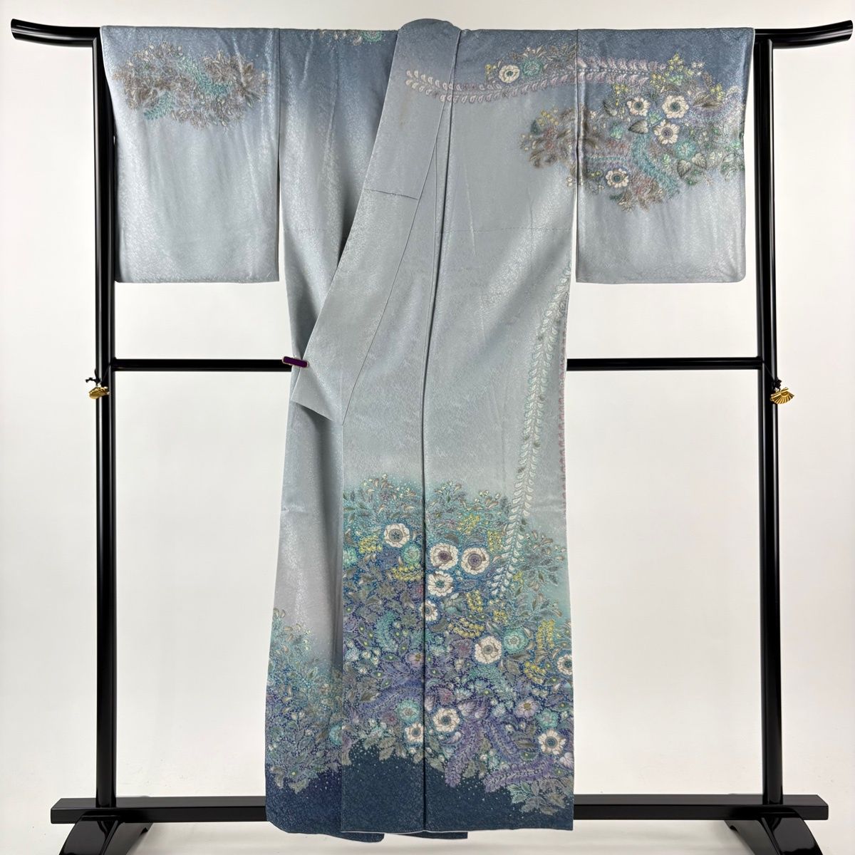 訪問着 身丈156.5cm 裄丈67.5cm L 袷 吉乃一廉 落款 辻が花 銀通し