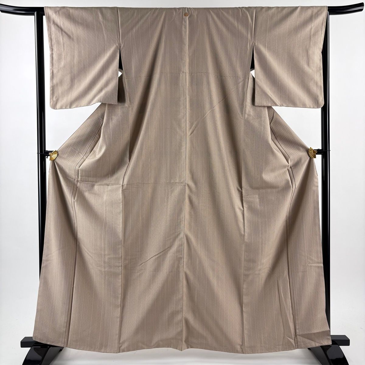 小紋 身丈164 cm 裄丈64 5 M 袷 縞 幾何学 薄小豆 正絹 一つ紋