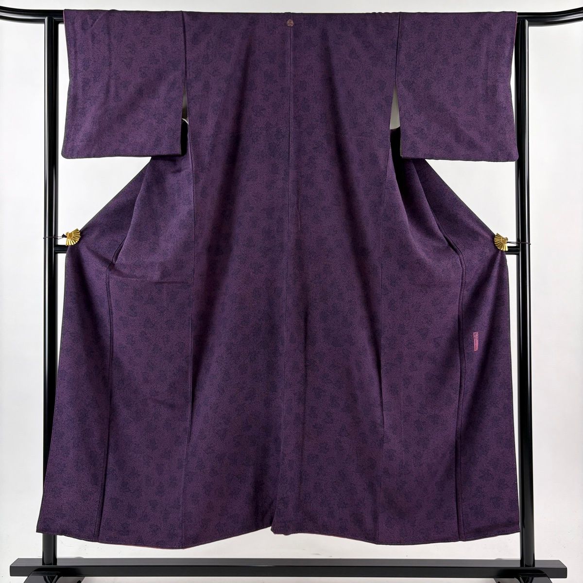 江戸小紋 身丈151 cm 裄丈63 S 袷 人間国宝 中村勇二郎 落款 花唐草 菩薩 紫 正絹 一つ紋
