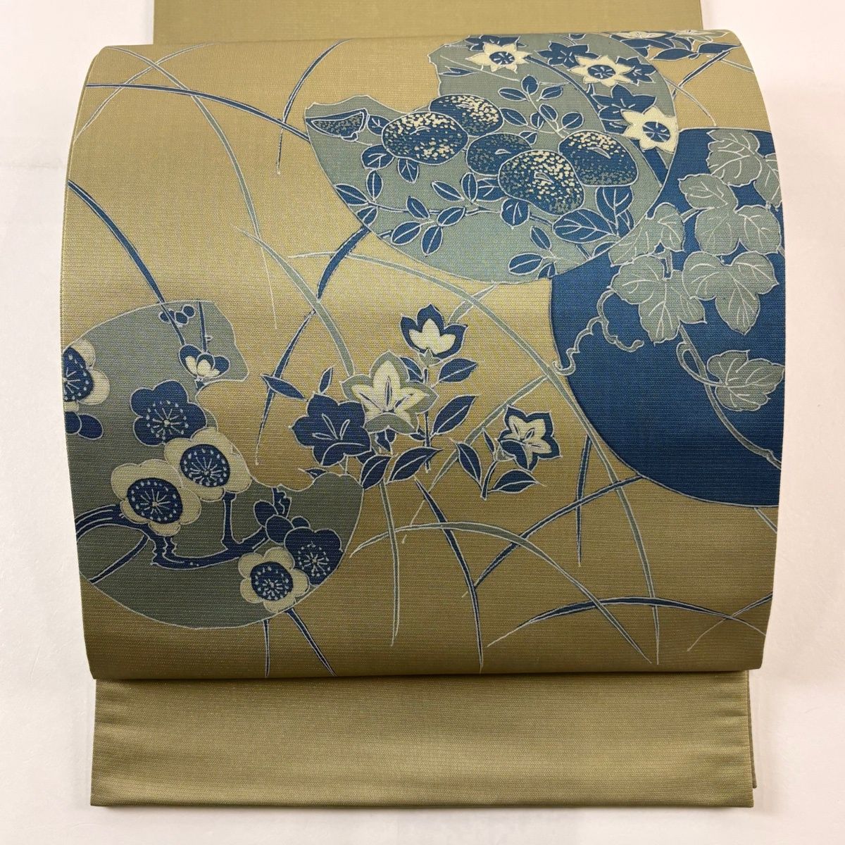 袋帯 秀品 草花 芝 茶緑色 お太鼓柄 正絹 【中古】 - メルカリ