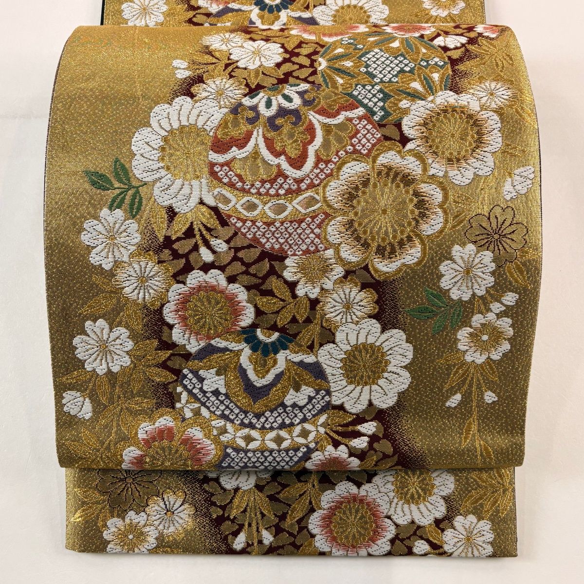 袋帯 秀品 鞠 桜 箔 金糸 金色 六通 正絹 【中古】 - メルカリ