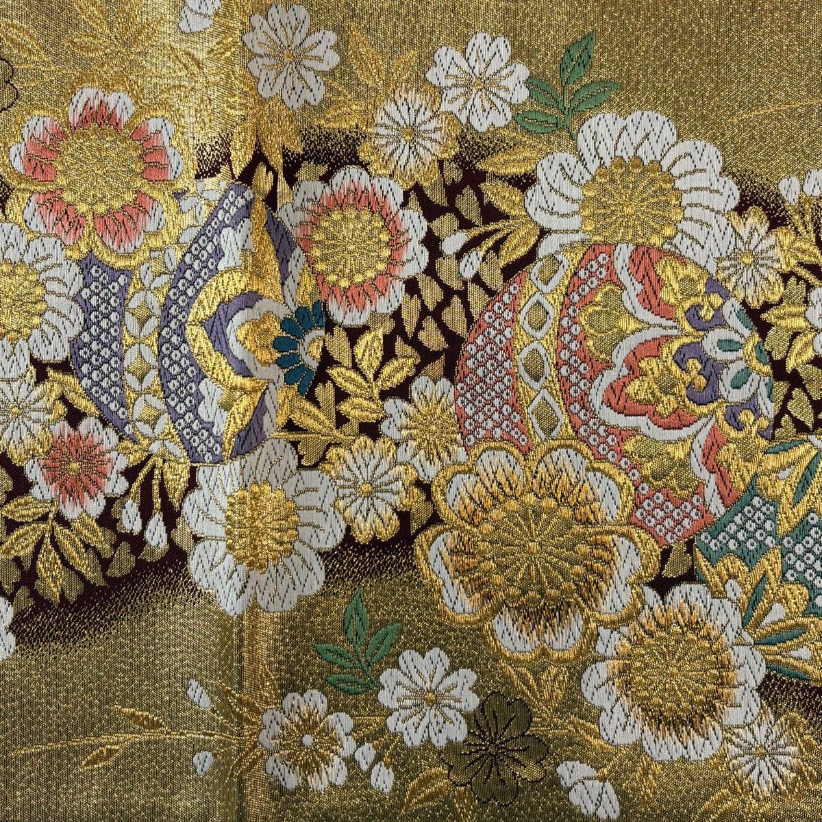 袋帯 秀品 鞠 桜 箔 金糸 金色 六通 正絹 【中古】 - メルカリ