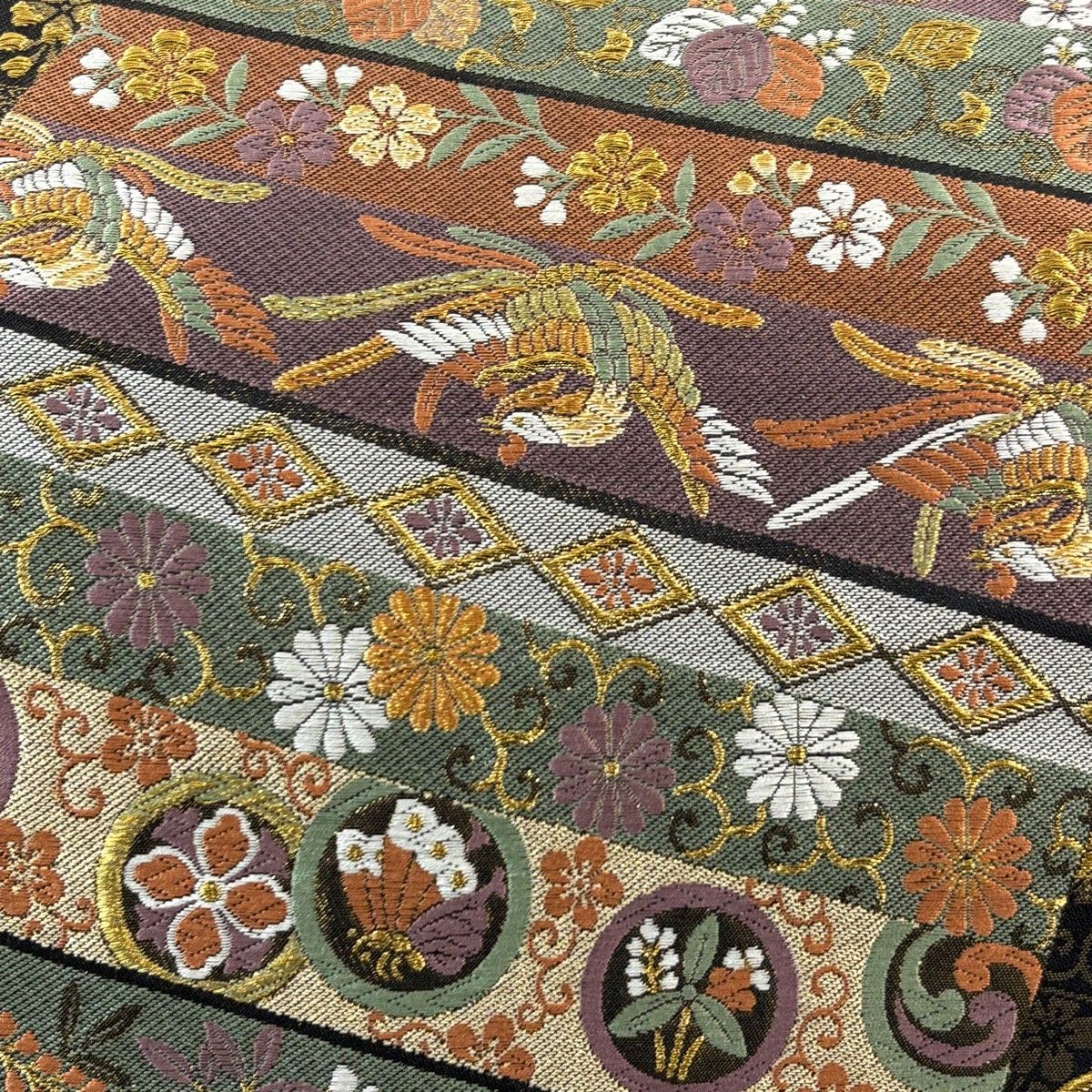 美品】 袋帯 秀品 鳳凰 花唐草 金糸 箔 黒 六通 正絹 【中古】 - メルカリ