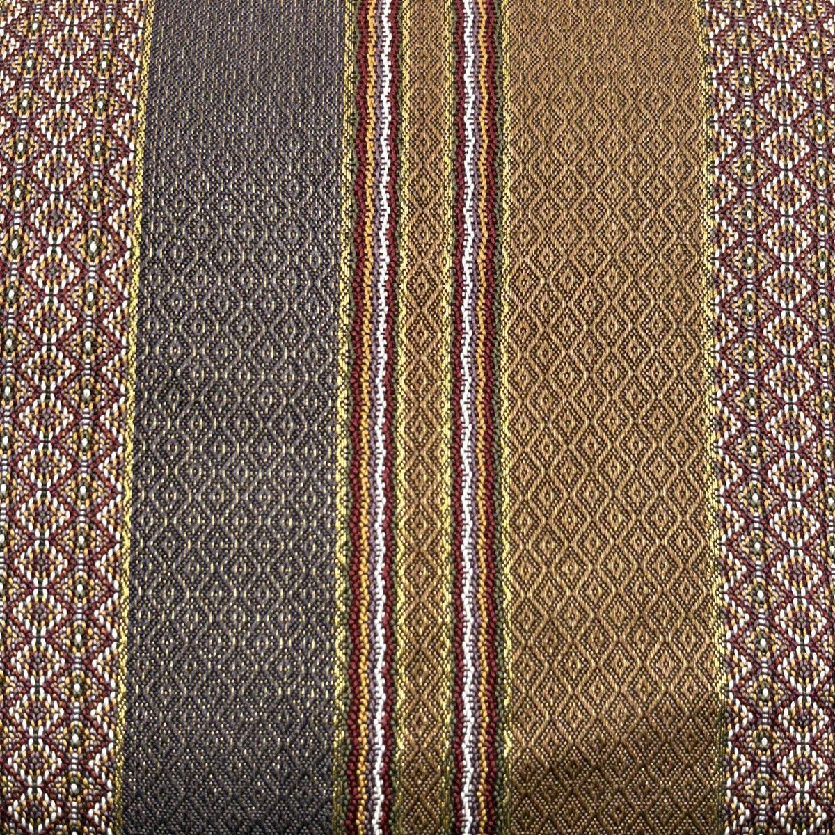 袋帯 秀品 縞 幾何学模様 金糸 金通し 灰茶 全通 正絹 【中古】 - メルカリ
