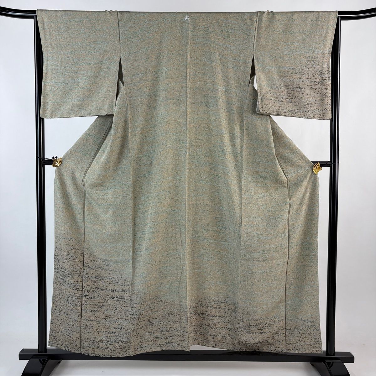 付下げ 身丈157 cm 裄丈65.5 M 袷 霞 ぼかし 灰緑 正絹 秀品 一つ紋