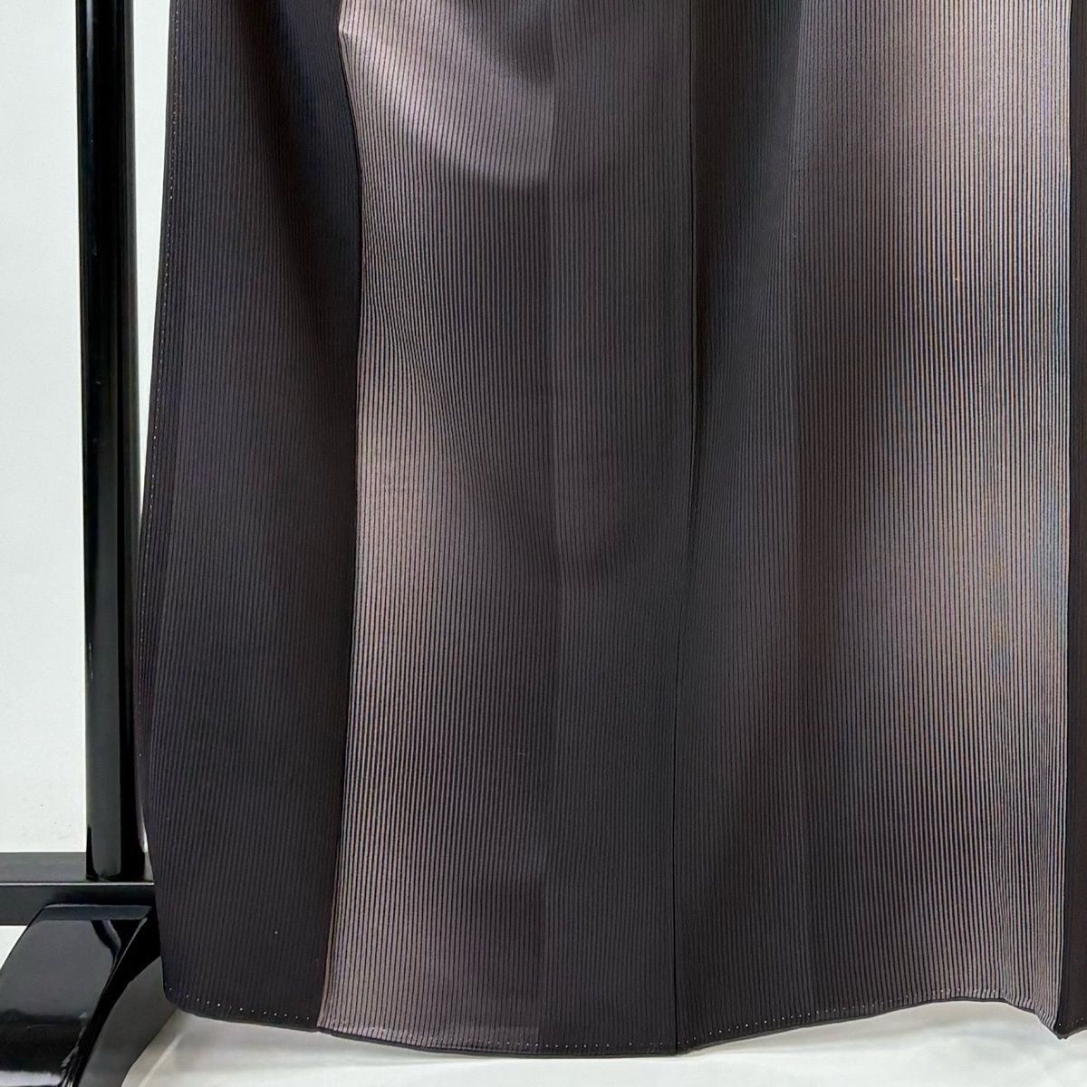 小紋 身丈167.5 cm 裄丈67.5 L 袷 縦縞 染め分け ぼかし 茶紫 正絹 秀品