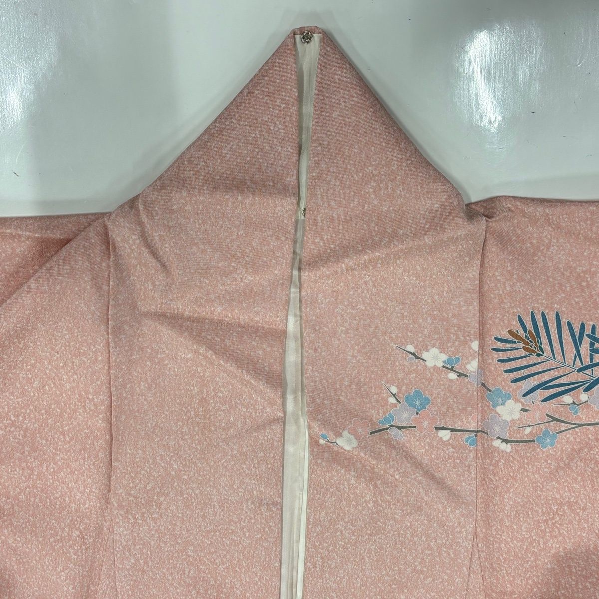  訪問着 身丈156 cm 裄丈62 S 袷 松竹梅 幾何学 ぼかし ピンク 正絹 秀品 訪問着 付け下げ 着物